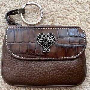 Brighton Brown Pebbled Leather Croc Embossed Leather Keychain Card Holder Pouch